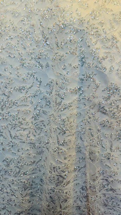 Luxury Paris 3D Beaded lace embroidered on stretch mesh 2-way 55/57” High quality fabrics by AlexLAFabrics