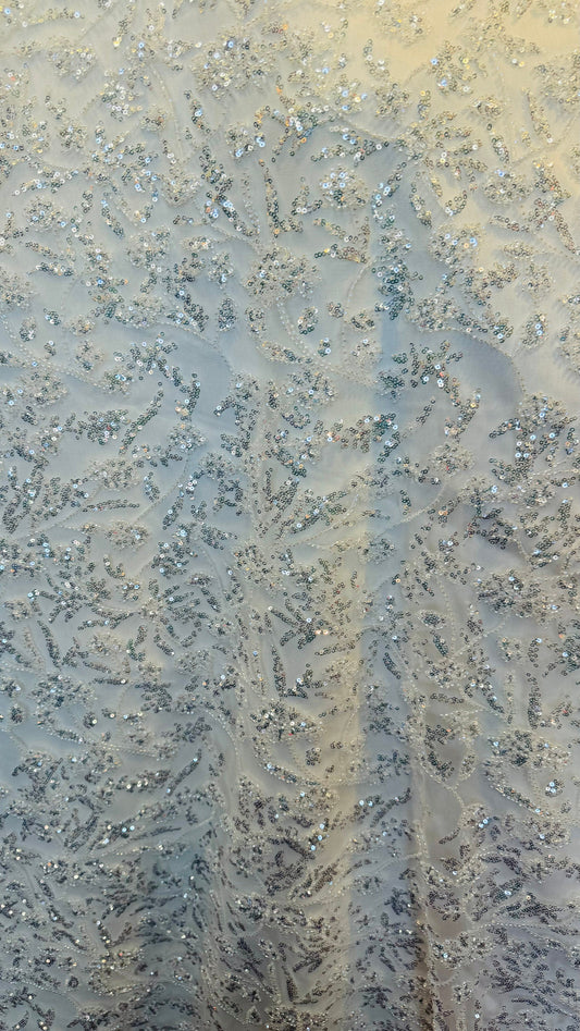 Luxury Paris 3D Beaded lace embroidered on stretch mesh 2-way 55/57” High quality fabrics by AlexLAFabrics