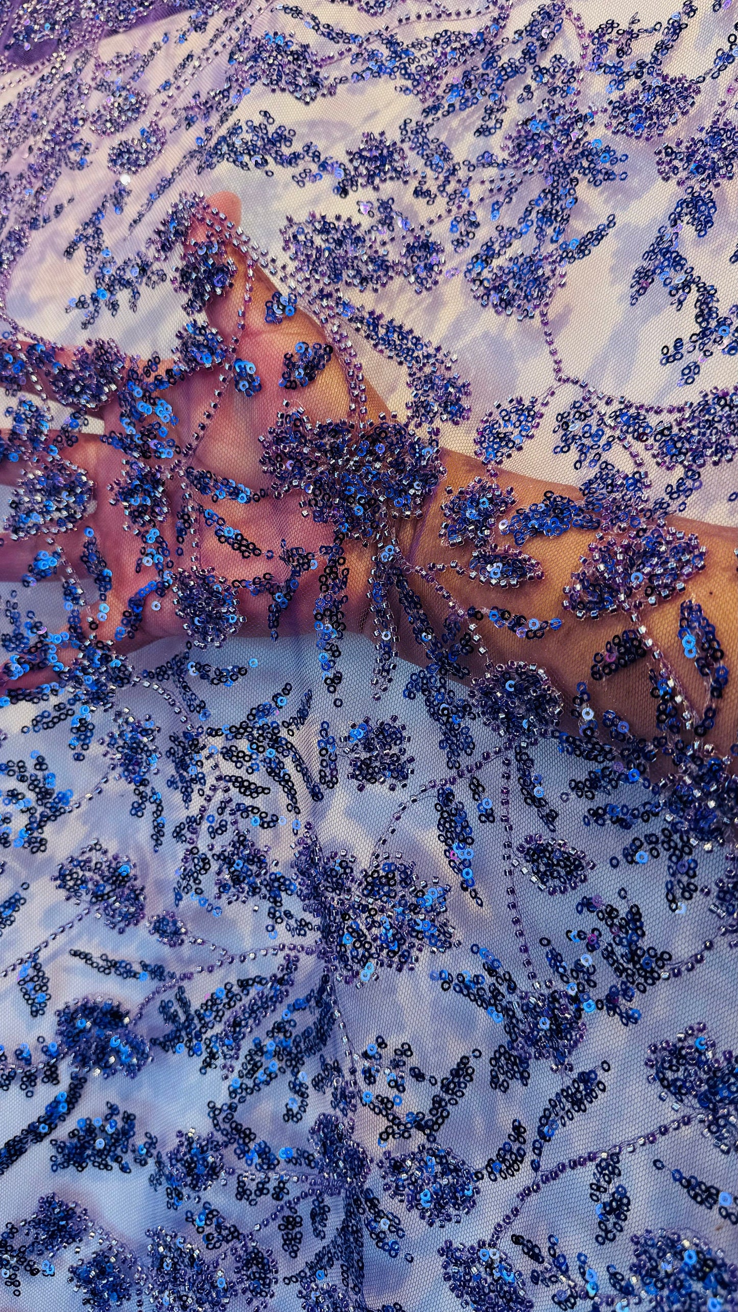 Luxury 3D Beaded Paris Lace design embroidered ok 4-way stretch mesh  55/57” High Quality fabrics by AlexLAFabrics