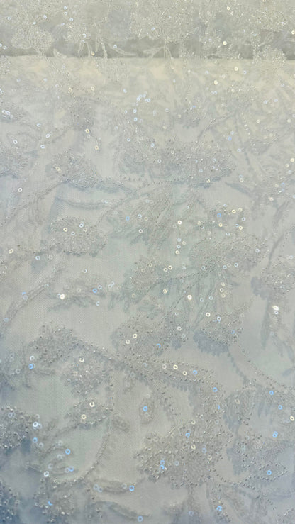 Luxury 3D Beaded Paris Lace design embroidered ok 4-way stretch 55/57” High Quality fabrics by AlexLAFabrics