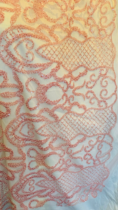 Luxury 3D Beaded France  Lace design embroidered ok 4-way stretch 55/57” High Quality fabrics by AlexLAFabrics