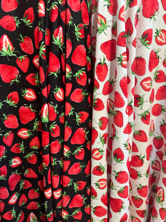 New Strawberry design print on best quality of Nylon spandex 4-way stretch 58/60” High quality fabrics by AlexLAFabrics