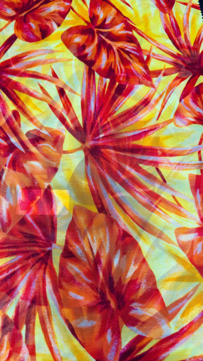 New Tropical design print on power mesh nylon spandex 4-way stretch 58/60” High quality fabrics by AlexLAFabrics