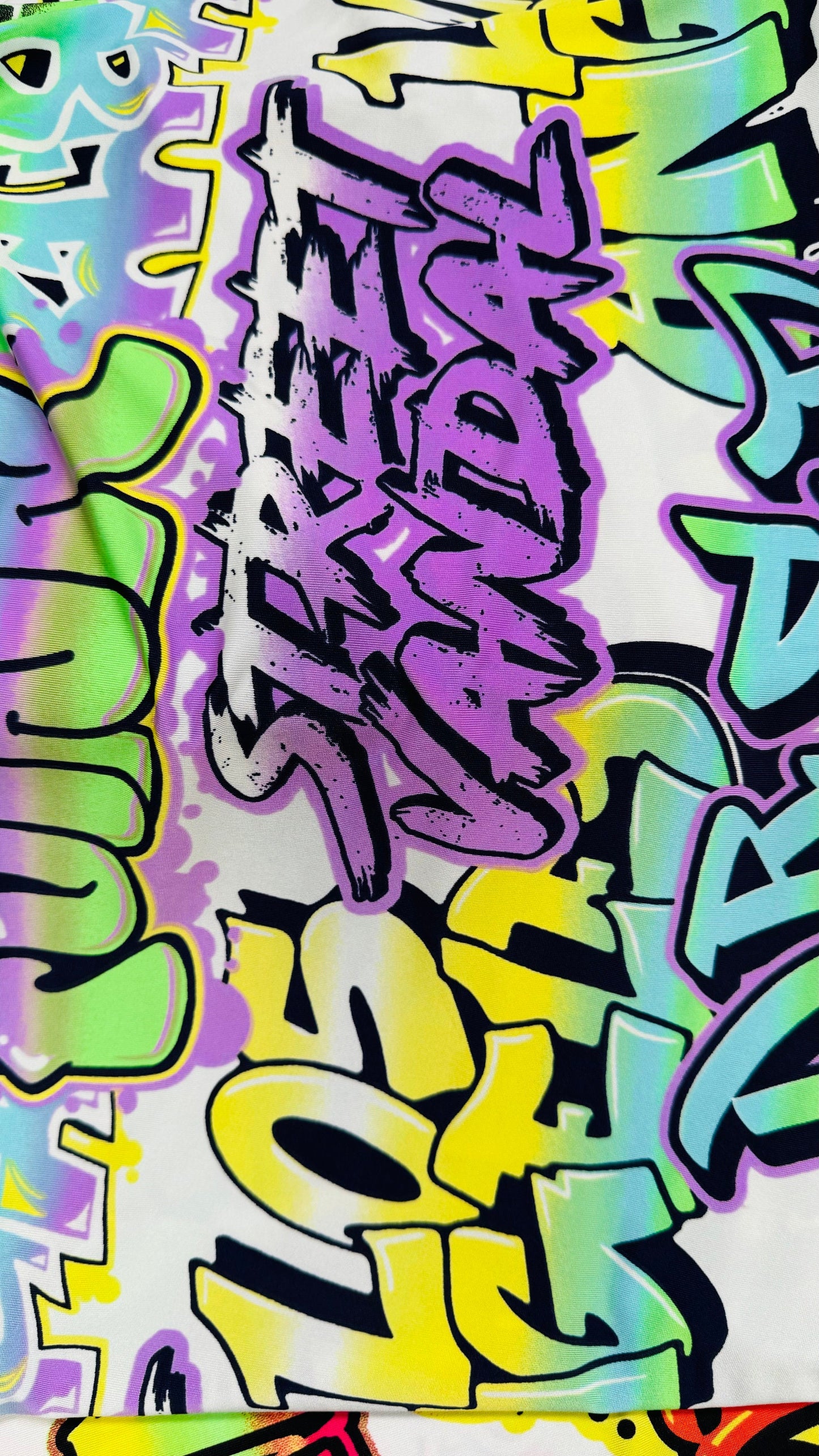 New Graffiti Paint design multicolor print on great quality of poly spandex 4-way stretch light weight 58/60” High Quality Fabrics