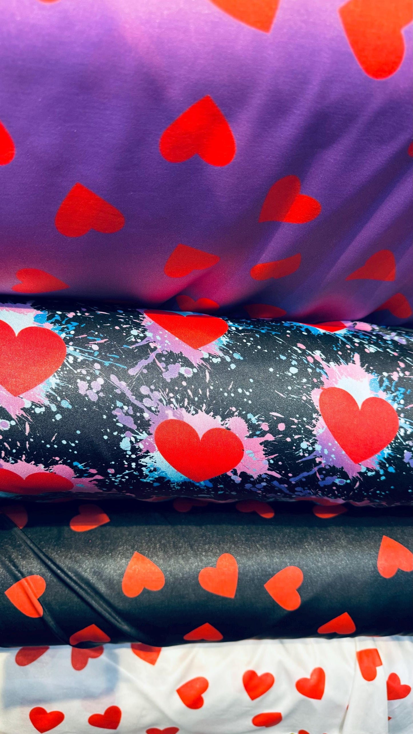 Lovely Hearts design print on great quality of poly spandex 4-way stretch 58/60” High quality fabrics by AlexLAFabrics