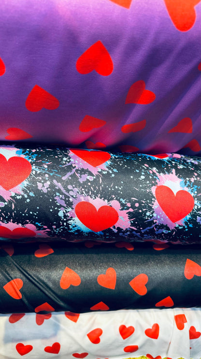 Lovely Hearts design print on great quality of poly spandex 4-way stretch 58/60” High quality fabrics by AlexLAFabrics