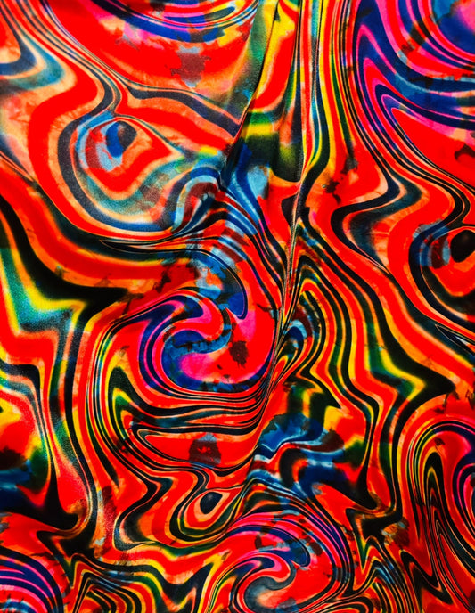 Tie Dye Swirl Rolex design print on great quality of nylon spandex 4-way stretch 58/60” High Quality fabrics by AlexLAFabrics