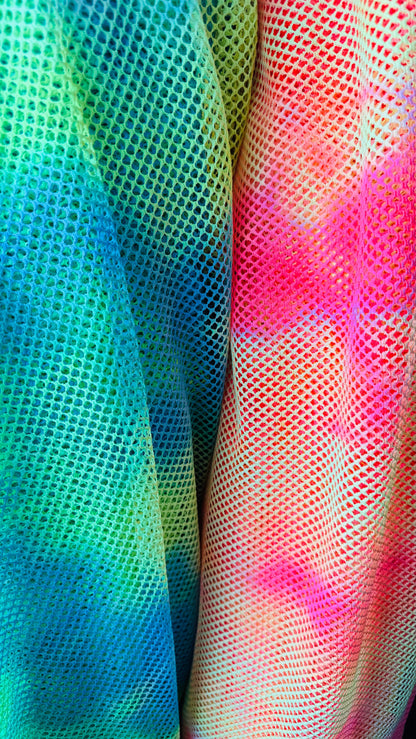 Tie Dye Fishnet 2-way stretch 58/60” High quality fabrics by AlexLAFabrics