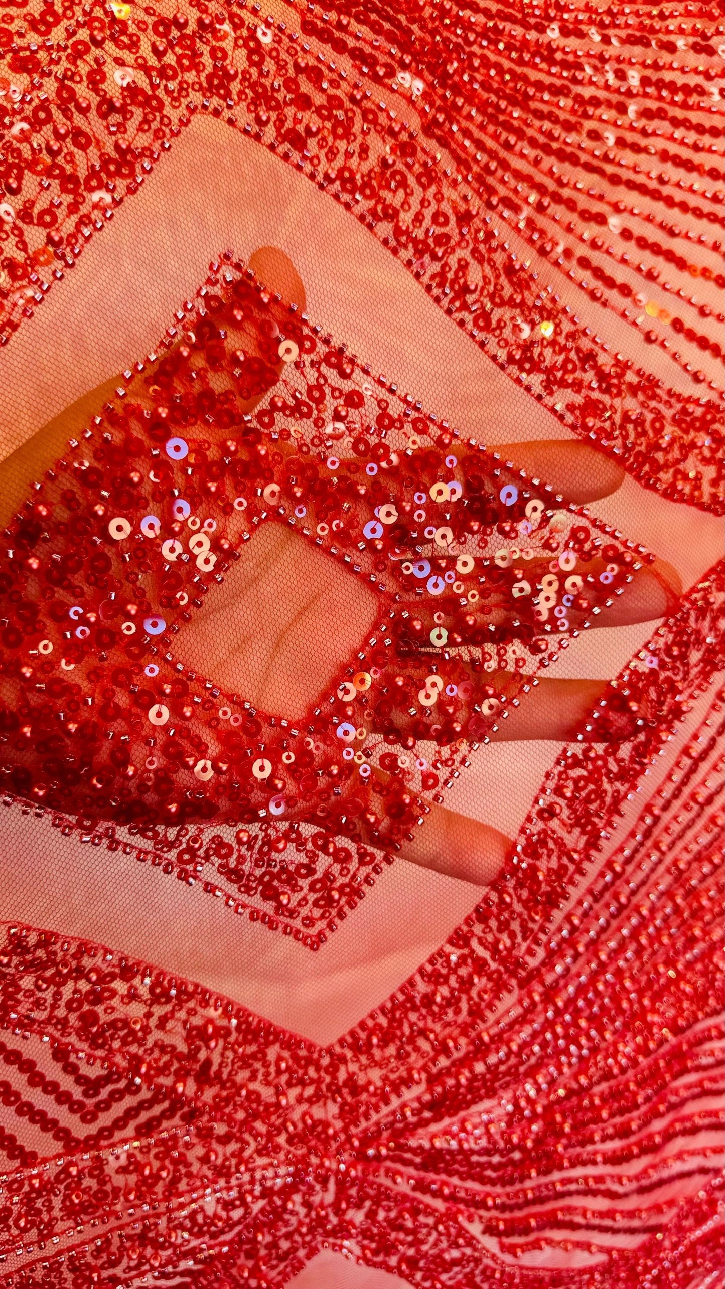 Luxury Geometric Beaded Lace design embroidered in power mesh 4-way stretch 55/57” High Quality fabrics by AlexLAFabrics