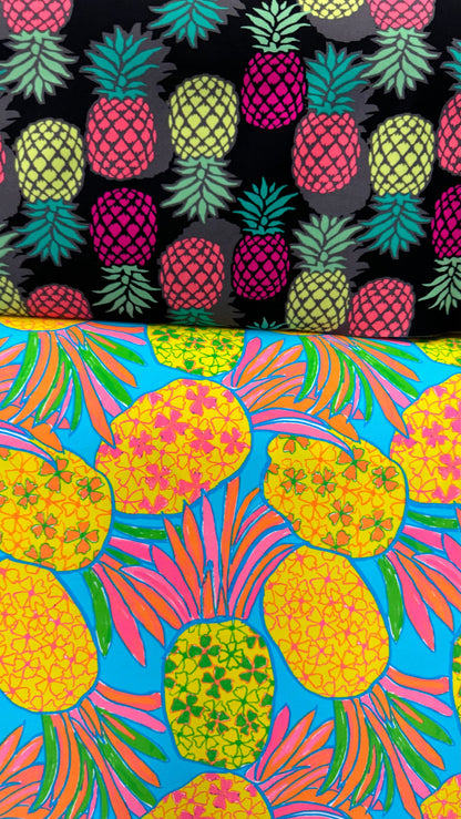 Pineapple design print on best quality of nylon spandex 4-way stretch 58/60” High quality fabrics by AlexLAFabrics