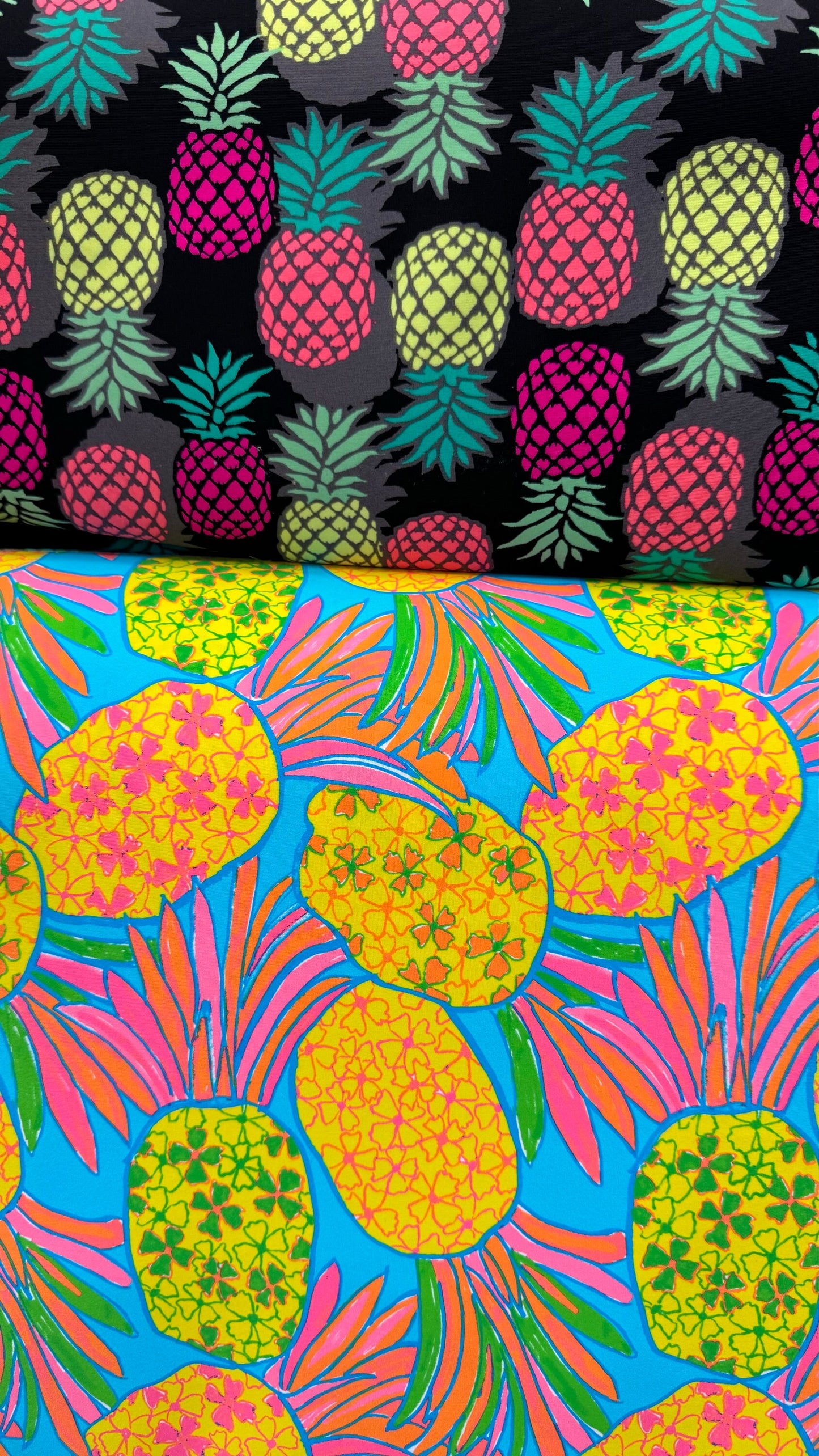 Pineapple design print on best quality of nylon spandex 4-way stretch 58/60” High quality fabrics by AlexLAFabrics