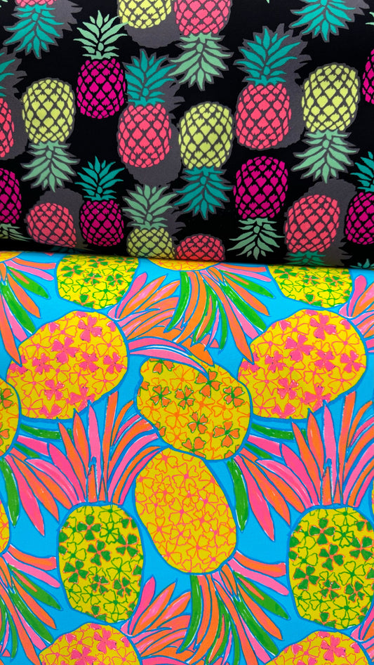 Pineapple design print on best quality of nylon spandex 4-way stretch 58/60” High quality fabrics by AlexLAFabrics