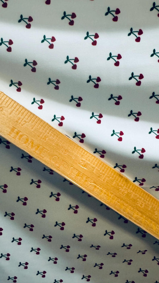 New Cherry  small heart design print on great quality of nylon spandex 4-way stretch 58/60” High quality fabrics by AlexLAFabrics