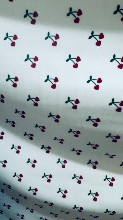 New Cherry  small heart design print on great quality of nylon spandex 4-way stretch 58/60” High quality fabrics by AlexLAFabrics