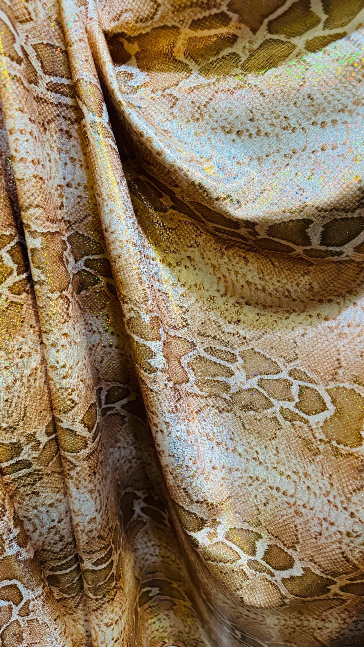 Exotic Boa Snake design hologram metallic nylon spandex 4-way stretch 58/60” High quality fabrics by AlexLAFabrics