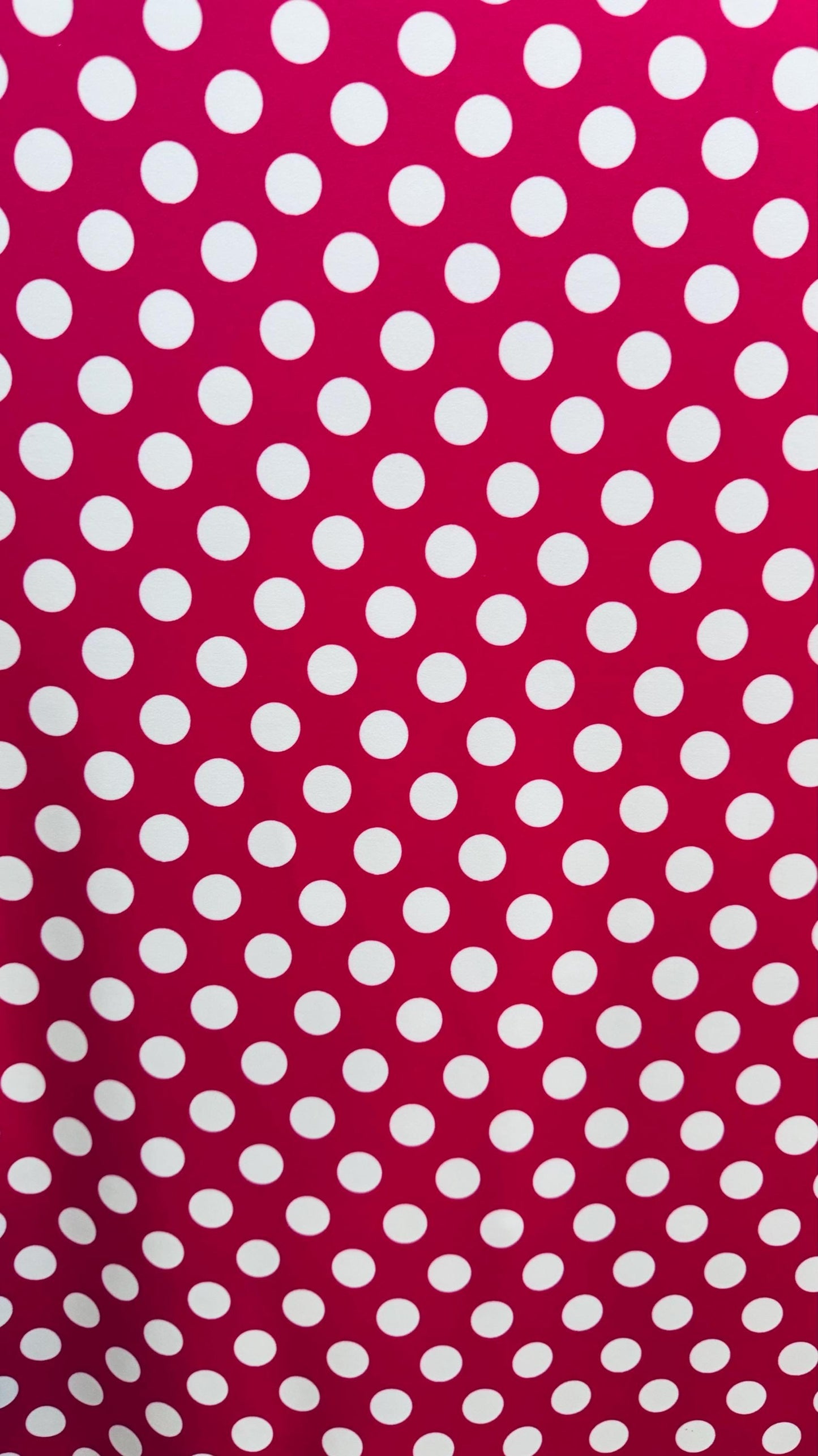 Polka Dots design Fuchsia/White print on best quality of nylon spandex 4-way stretch 58/60” High quality fabrics by AlexLAFabrics