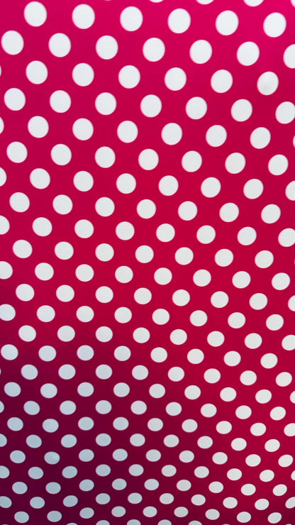 Polka Dots design Fuchsia/White print on best quality of nylon spandex 4-way stretch 58/60” High quality fabrics by AlexLAFabrics
