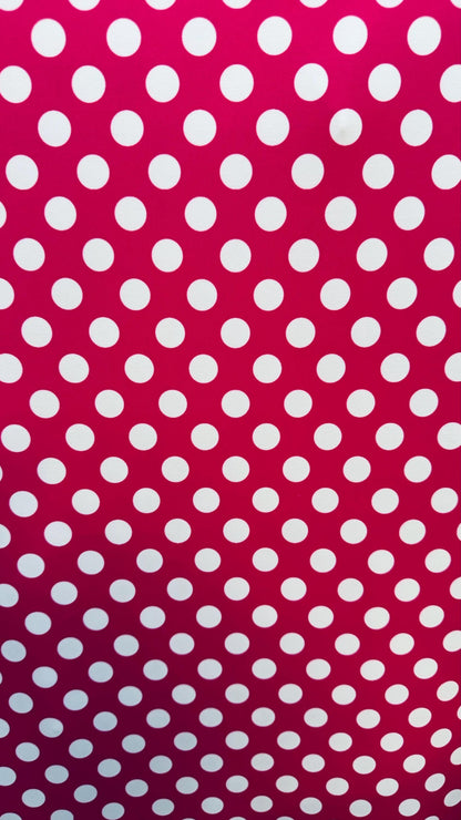 Polka Dots design Fuchsia/White print on best quality of nylon spandex 4-way stretch 58/60” High quality fabrics by AlexLAFabrics