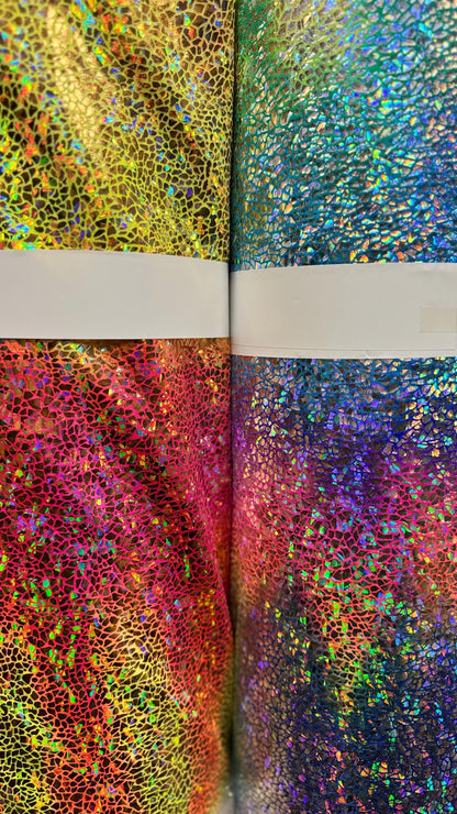 Tie Dye Unicorn hologram metallic nylon spandex 4-way stretch 58/60” High quality fabrics by AlexLAFabrics