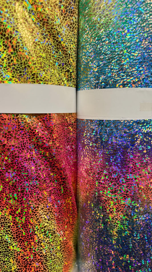 Tie Dye Unicorn hologram metallic nylon spandex 4-way stretch 58/60” High quality fabrics by AlexLAFabrics
