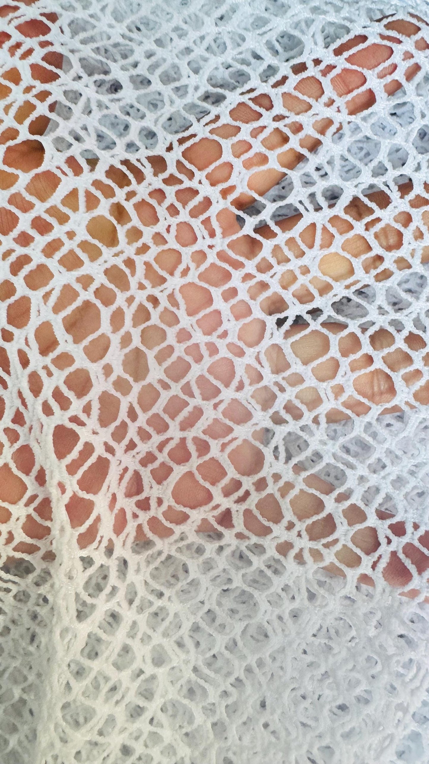 Spider Fishnet white color nylon spandex 4-way stretch 58/60” High quality fabrics by AlexLAFabrics