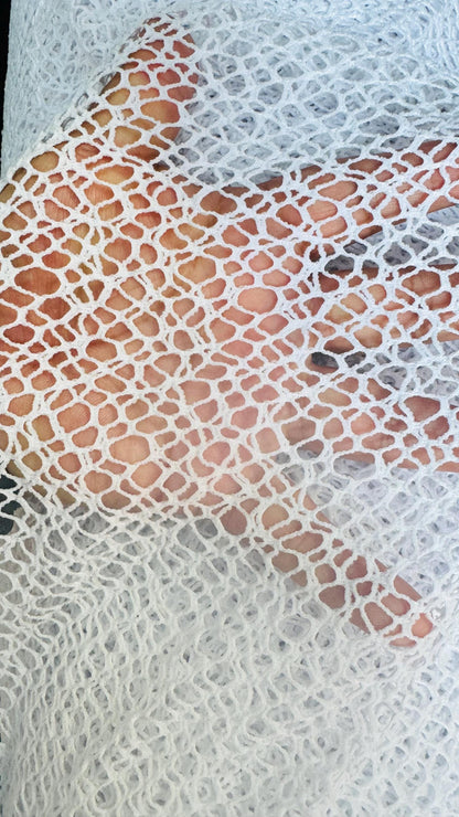 Spider Fishnet white color nylon spandex 4-way stretch 58/60” High quality fabrics by AlexLAFabrics