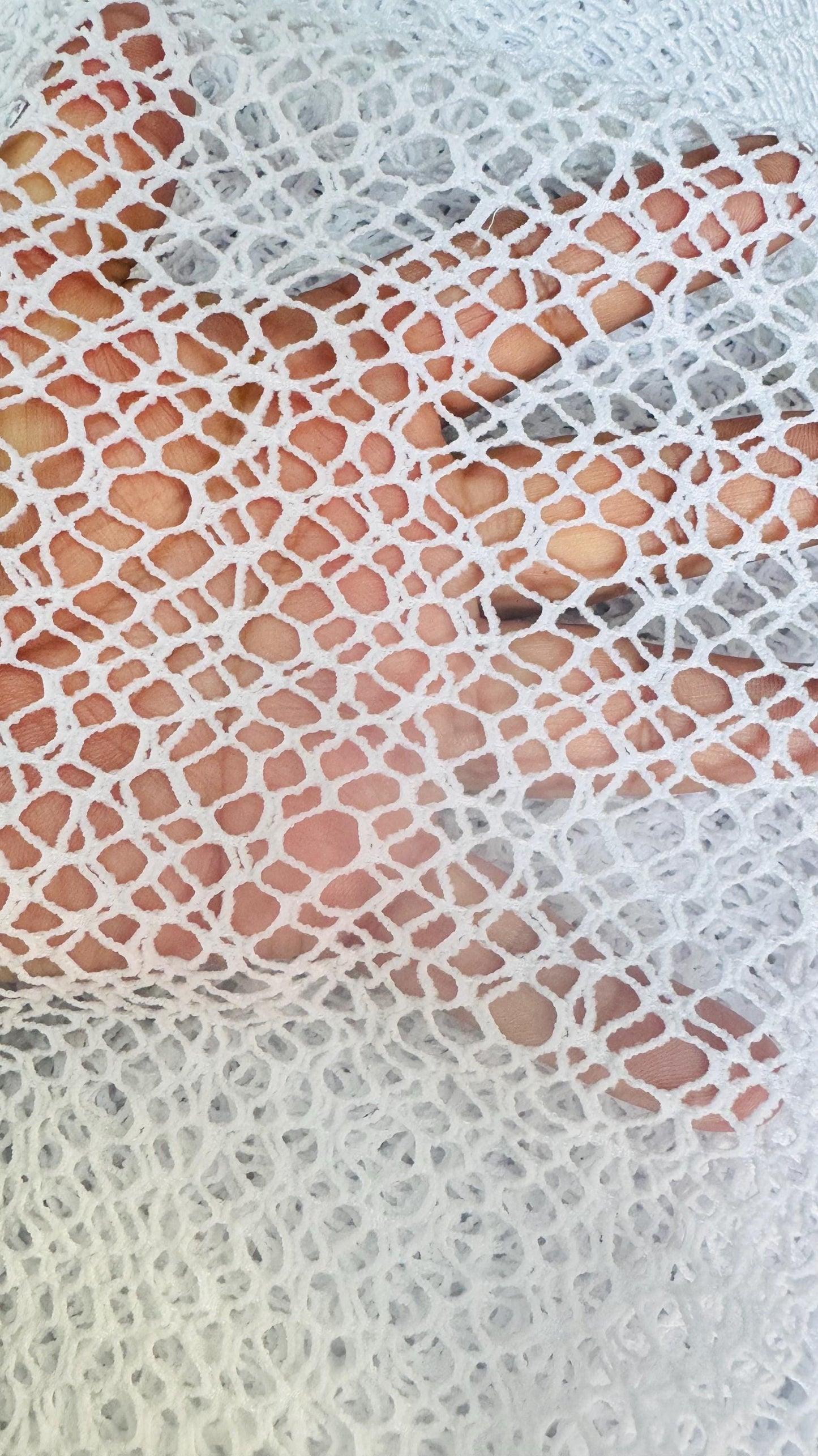 Spider Fishnet white color nylon spandex 4-way stretch 58/60” High quality fabrics by AlexLAFabrics