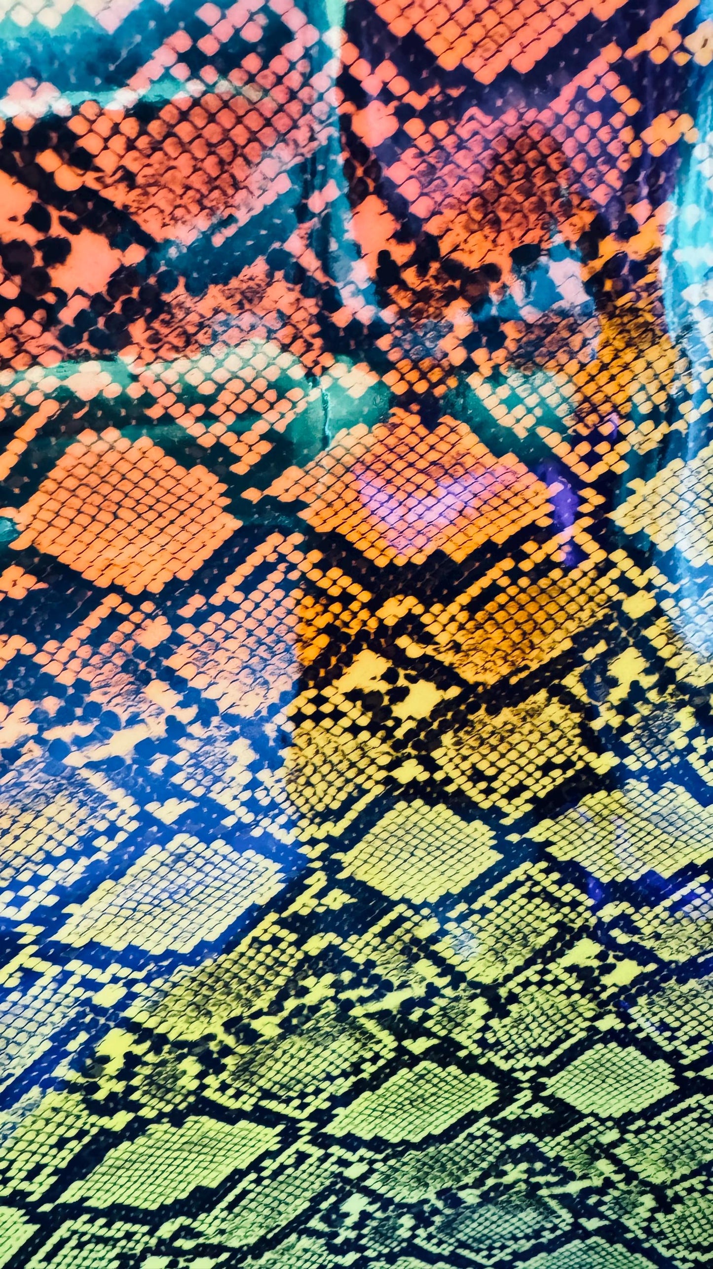 3D Exotic Snake Iridescent Rainbow design on high quality of super shiny vinyl non stretch 58/60” High quality fabrics by AlexLAFabrics