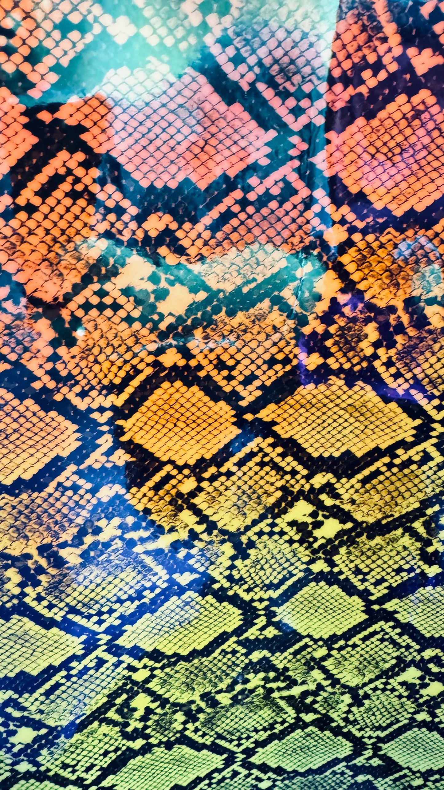 3D Exotic Snake Iridescent Rainbow design on high quality of super shiny vinyl non stretch 58/60” High quality fabrics by AlexLAFabrics