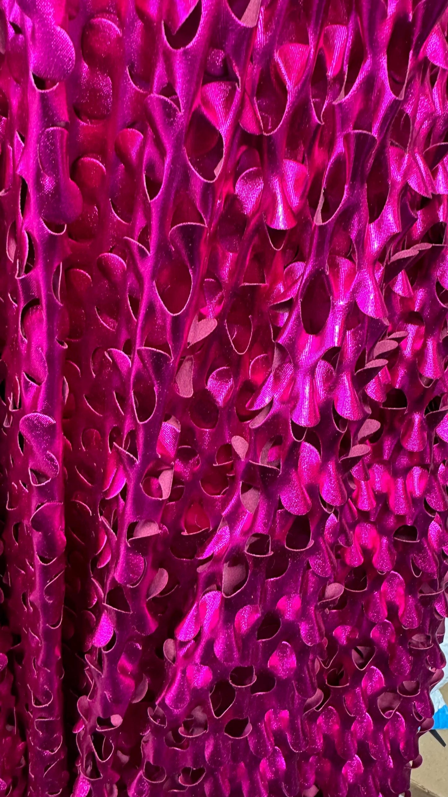 Lacer Cut all over foil fuchsia color metallic nylon spandex 4-way stretch 58/60” High quality fabrics by AlexLAFabrics