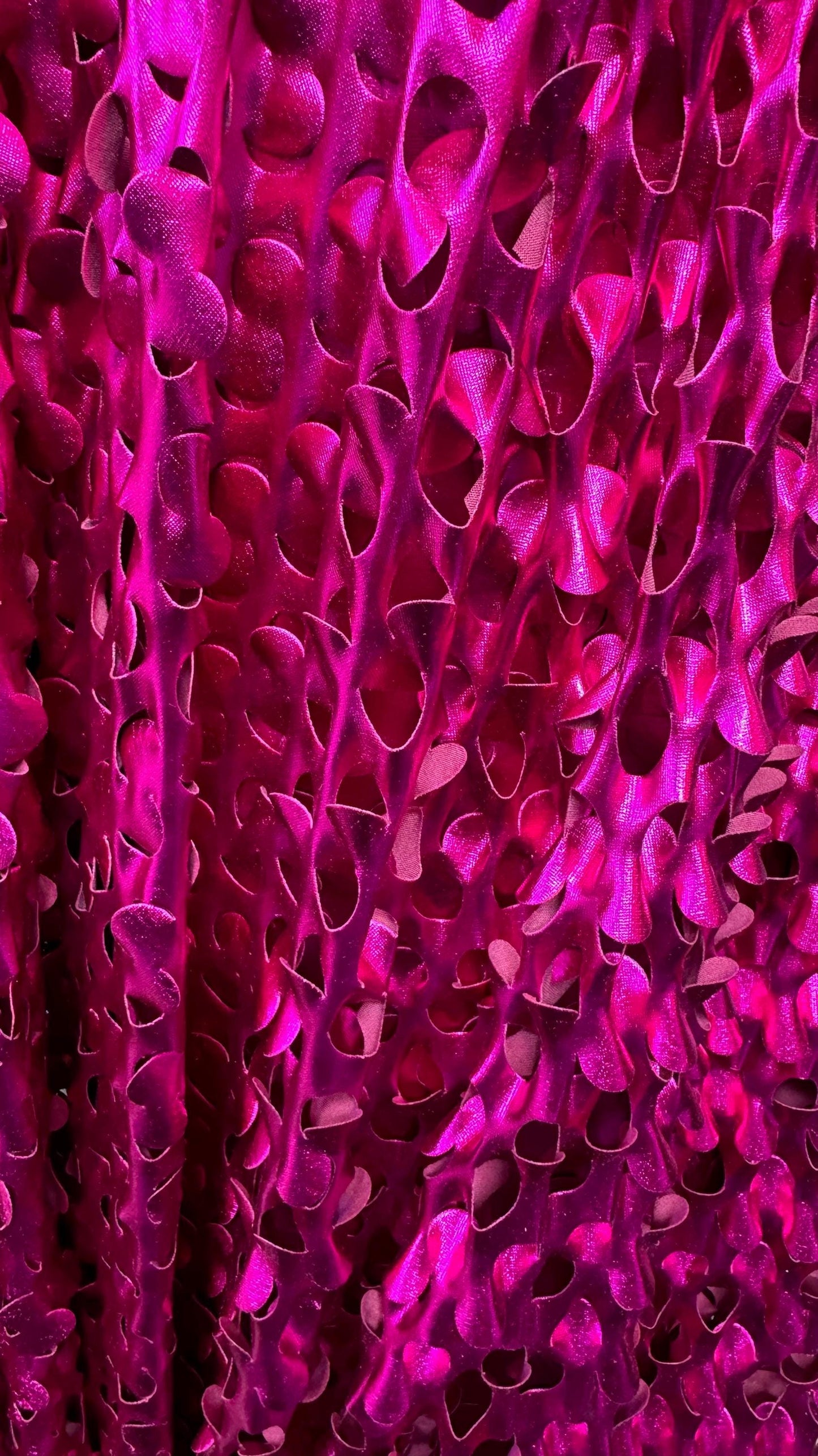 Lacer Cut all over foil fuchsia color metallic nylon spandex 4-way stretch 58/60” High quality fabrics by AlexLAFabrics