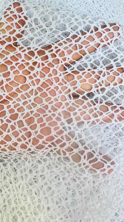 Spider Fishnet white color nylon spandex 4-way stretch 58/60” High quality fabrics by AlexLAFabrics