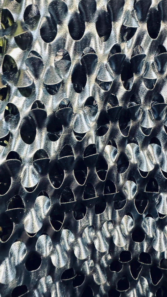 Lacer cut all over foil Midnight blue nylon spandex 4-way stretch 58/60” High quality fabrics by AlexLAFabrics