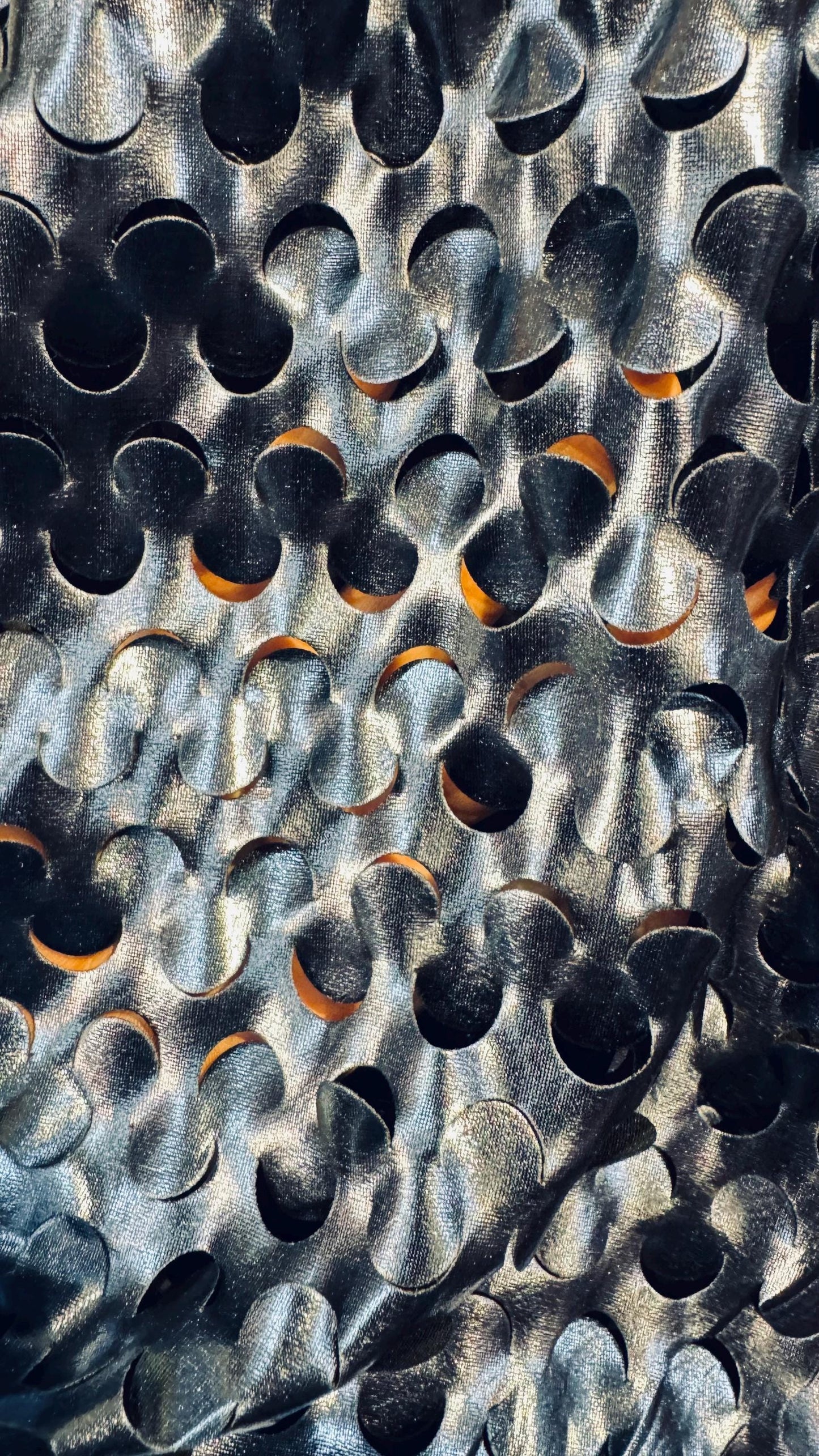 Lacer cut all over foil Midnight blue nylon spandex 4-way stretch 58/60” High quality fabrics by AlexLAFabrics