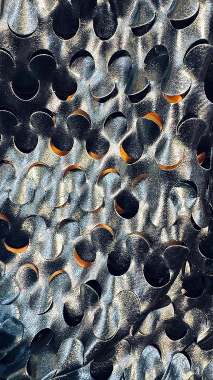 Lacer cut all over foil Midnight blue nylon spandex 4-way stretch 58/60” High quality fabrics by AlexLAFabrics