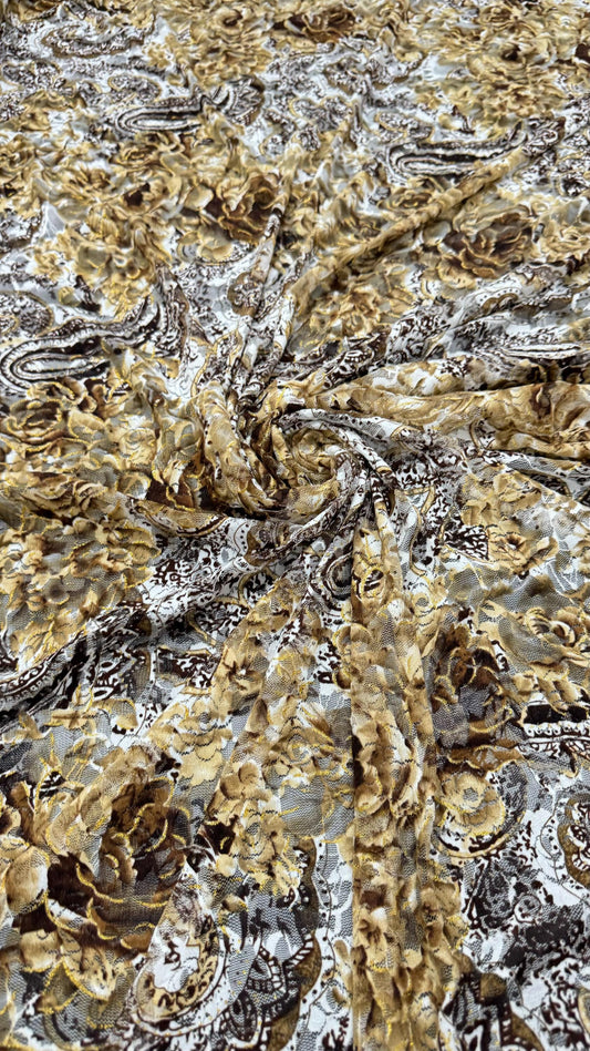 New Paisley Design on spandex stretch lace 4-way stretch 58/60” High quality fabrics by AlexLAFabrics