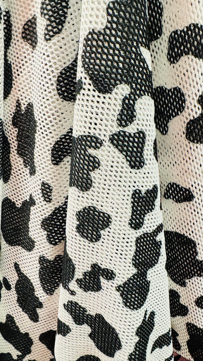 Cow Exotic design on fishnet poly spandex 2-way stretch 58/60” High quality fabrics by AlexLAFabrics