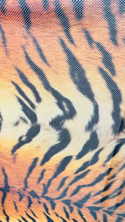 Tiger  Exotic design on fishnet poly spandex 2-way stretch 58/60” High quality fabrics by AlexLAFabrics