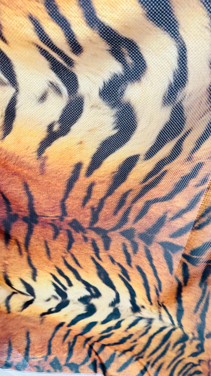 Tiger  Exotic design on fishnet poly spandex 2-way stretch 58/60” High quality fabrics by AlexLAFabrics