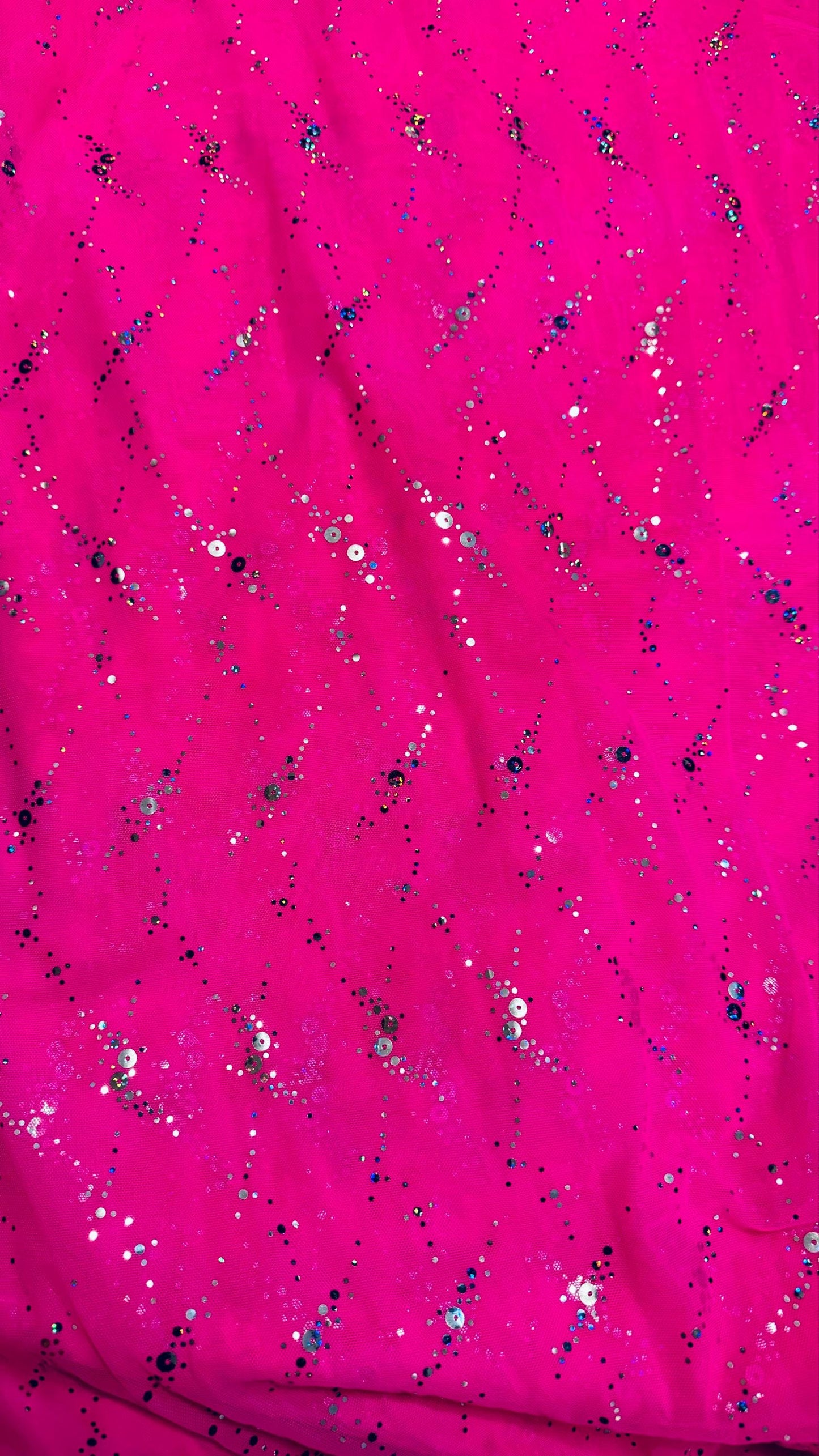 Celestial design hologram sequins on power mesh nylon spandex 4-way stretch 58/60” Sold by the YD. Ships worldwide from LA