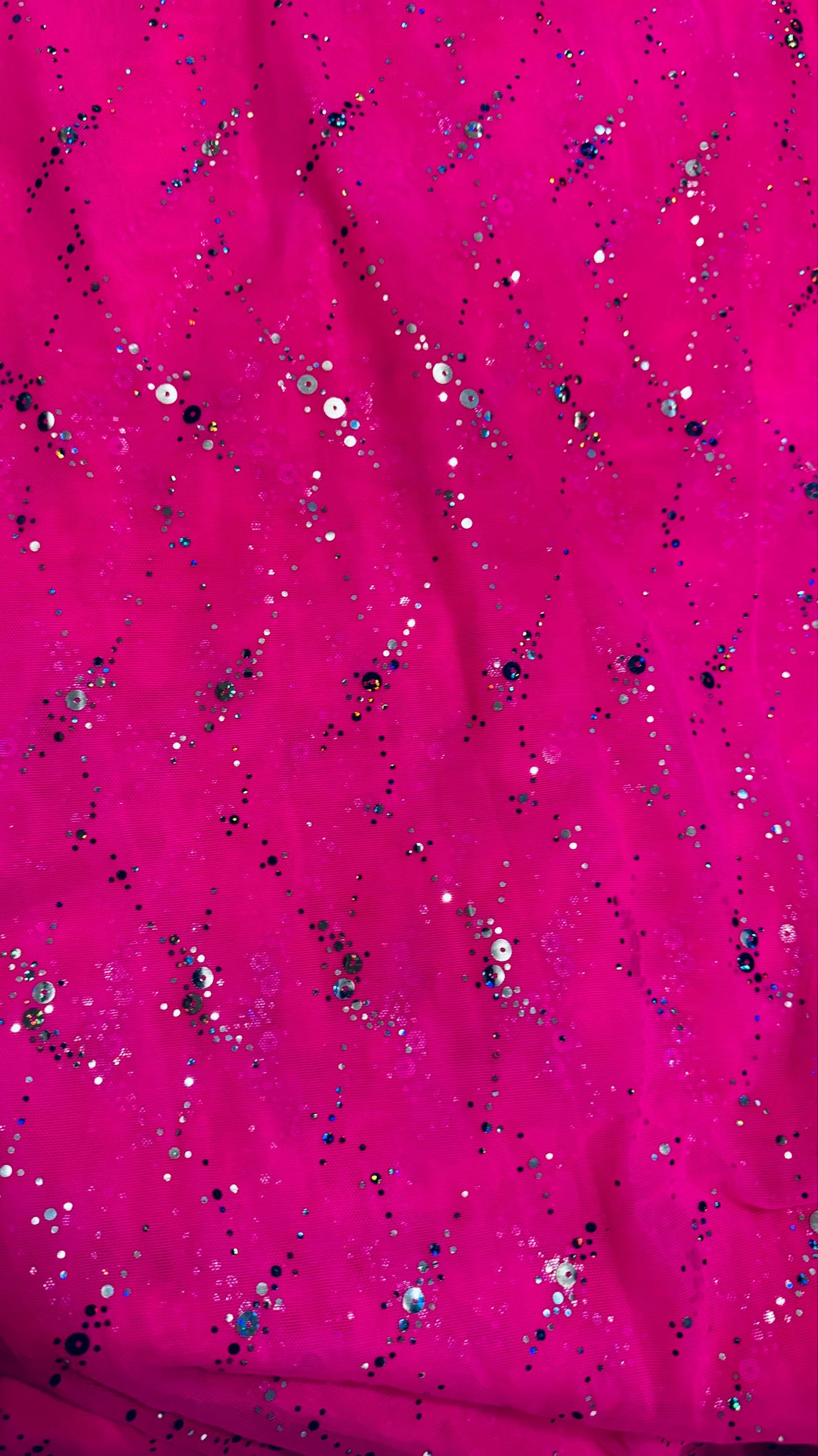 Celestial design hologram sequins on power mesh nylon spandex 4-way stretch 58/60” Sold by the YD. Ships worldwide from LA