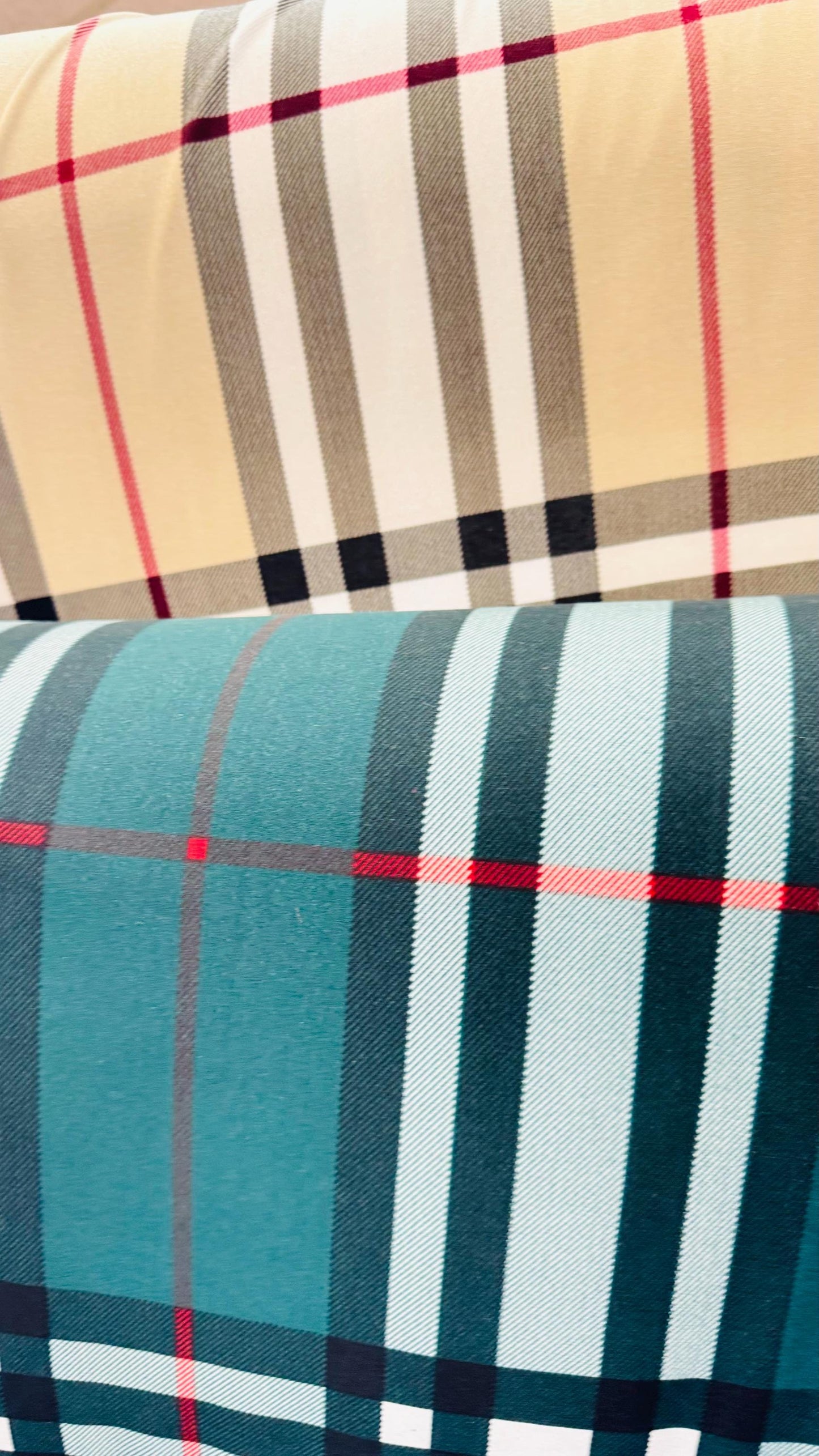 Luxury fashion plaid design print on poly spandex 4way stretch 58/60” Sold by the YD. Ships worldwide from Los Angeles California USA