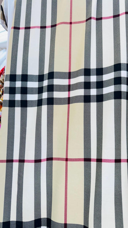 Luxury fashion plaid design print on poly spandex 4way stretch 58/60” Sold by the YD. Ships worldwide from Los Angeles California USA