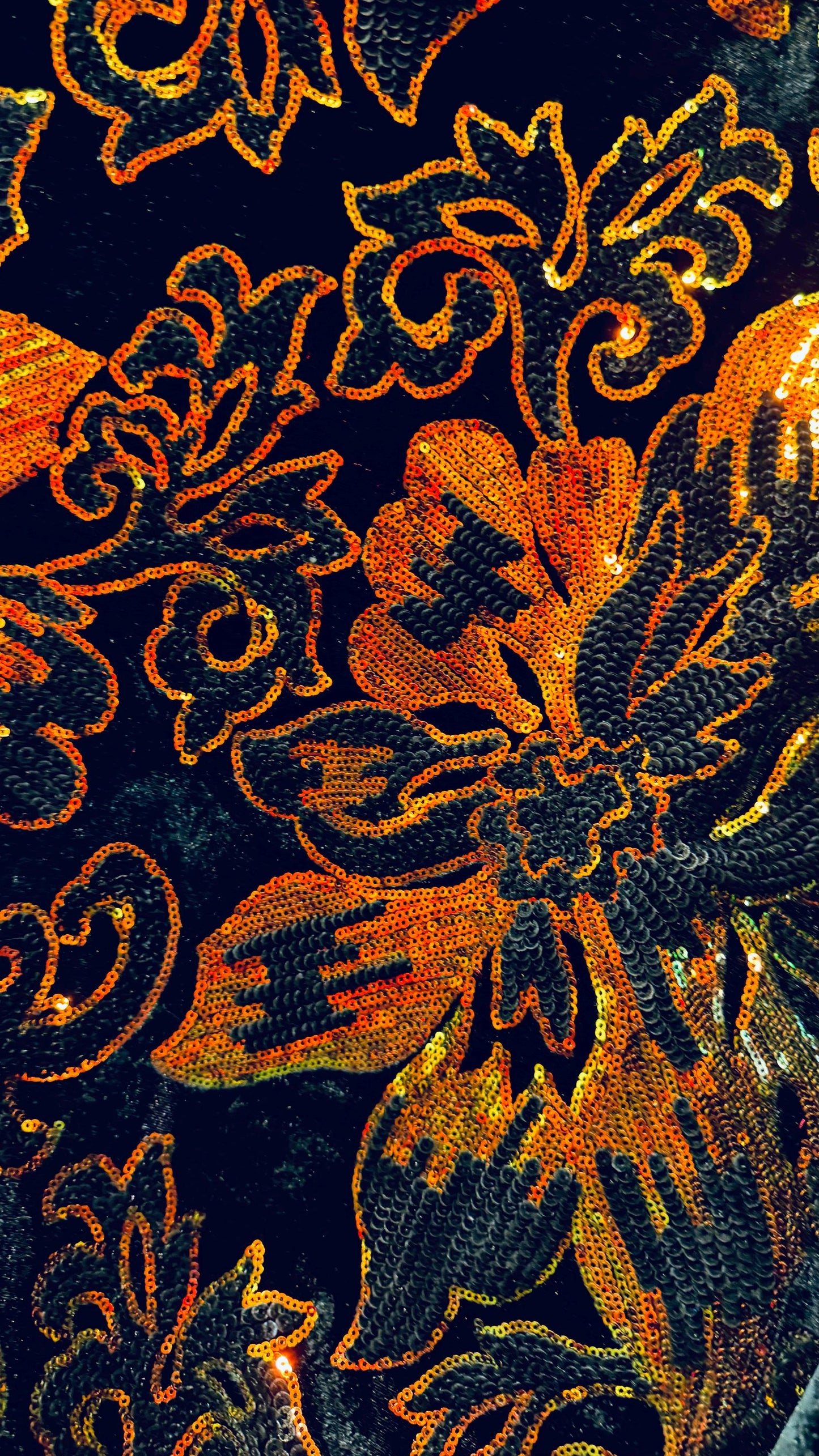 Romantic Flower Iridescent sequins design embroidered on spandex velvet 4-way 58/60” High Quality fabrics by AlexLAFabrics