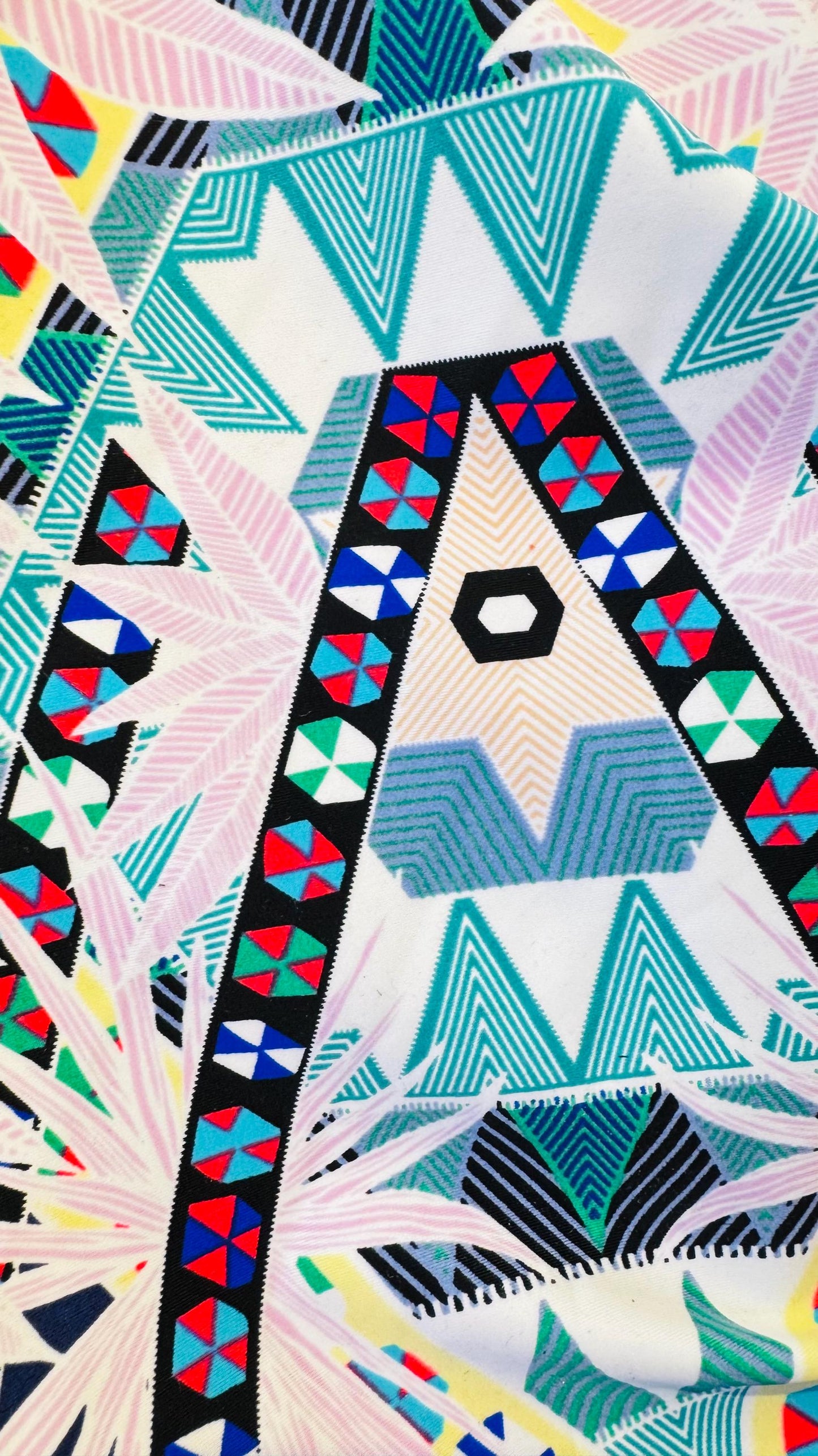 New tropical design multicolor print on nylon spandex 4-way stretch 58/60” Sold by the YD. Ships worldwide from Los Angeles California USA.