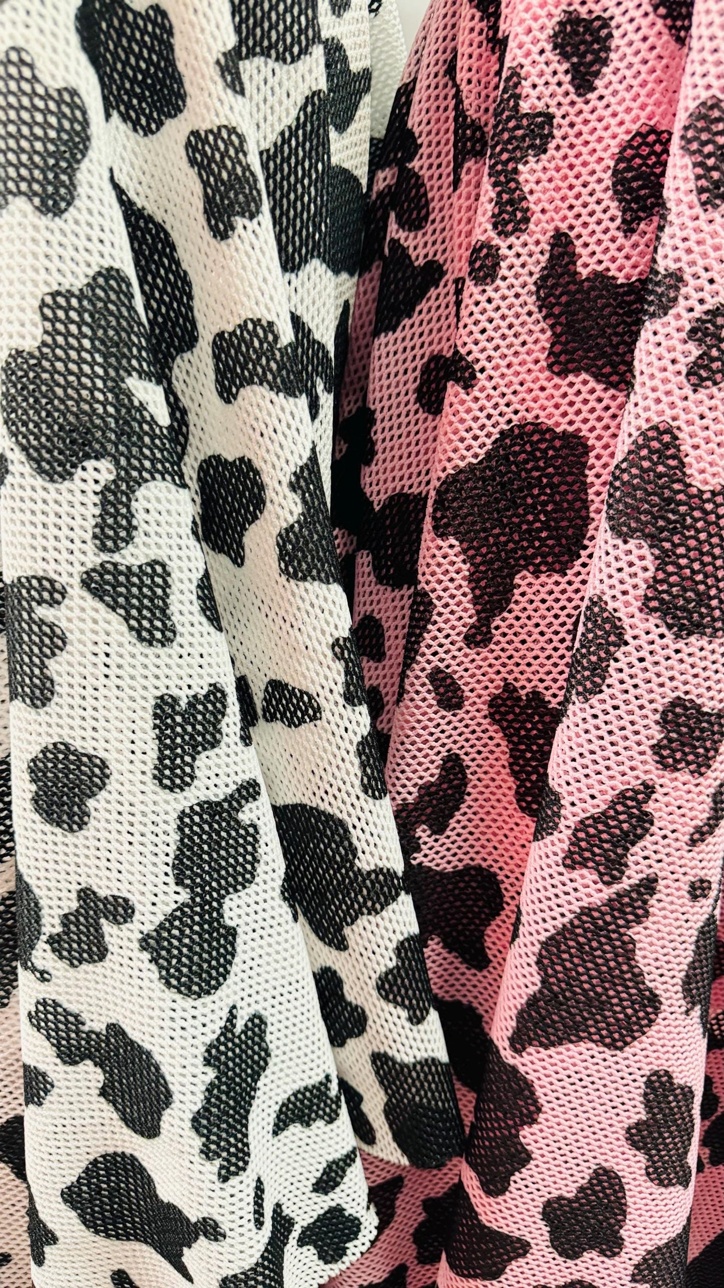 Cow Exotic design on fishnet poly spandex 2-way stretch 58/60” High quality fabrics by AlexLAFabrics