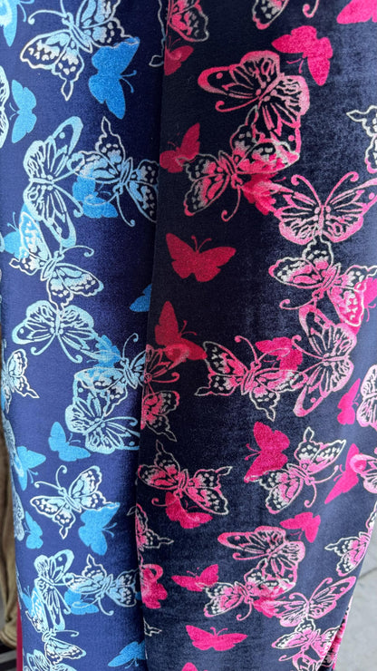 Butterfly design print on best quality of stretch velvet 420 GM 4-way stretch 58/60” Sold by the YD. Ships Worldwide from Los Ang