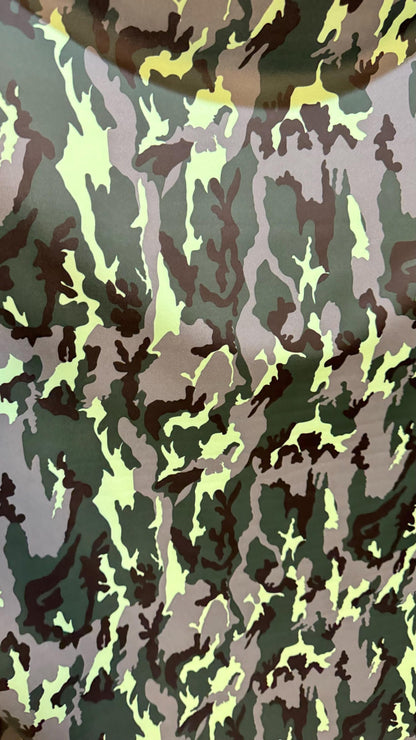 Camouflage design on nylon spandex 4way stretch 58/60" Sold  by the YD. Ships worldwide from Los Angeles California USA High quality fabrics