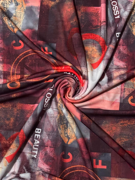 New fashion design print on nylon spandex 4-way stretch 58/60” Sold by the YD. Ships worldwide from Los Angeles California USA.