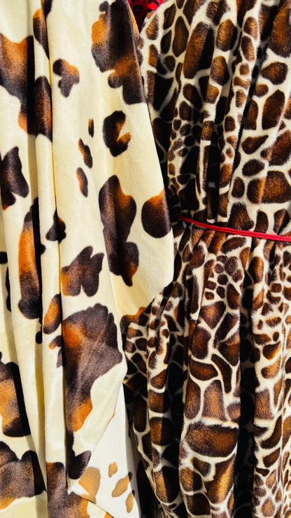 Exotic animal prints on Luxury Balboa non stretch velvet 58/60" Sold by the YD. Ships worldwide from Los Angeles California USA.